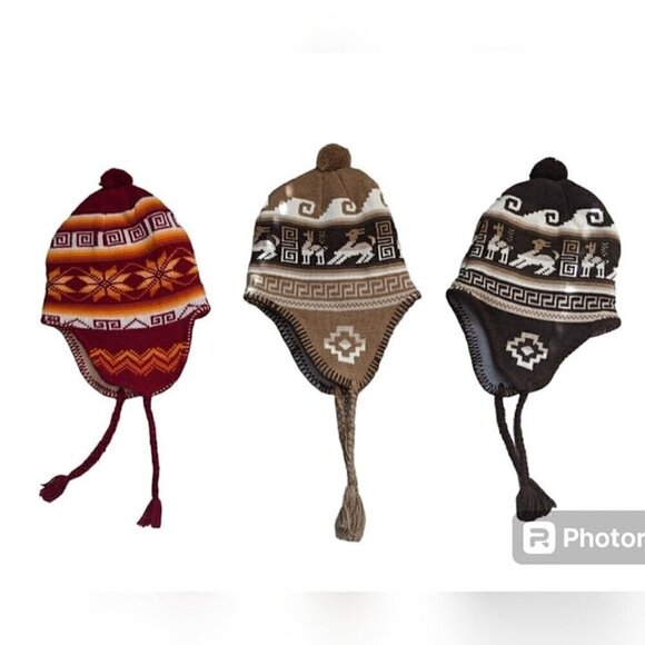 Unisex Peruvian hat, with fleece lining is handmade - Picture 6 of 8